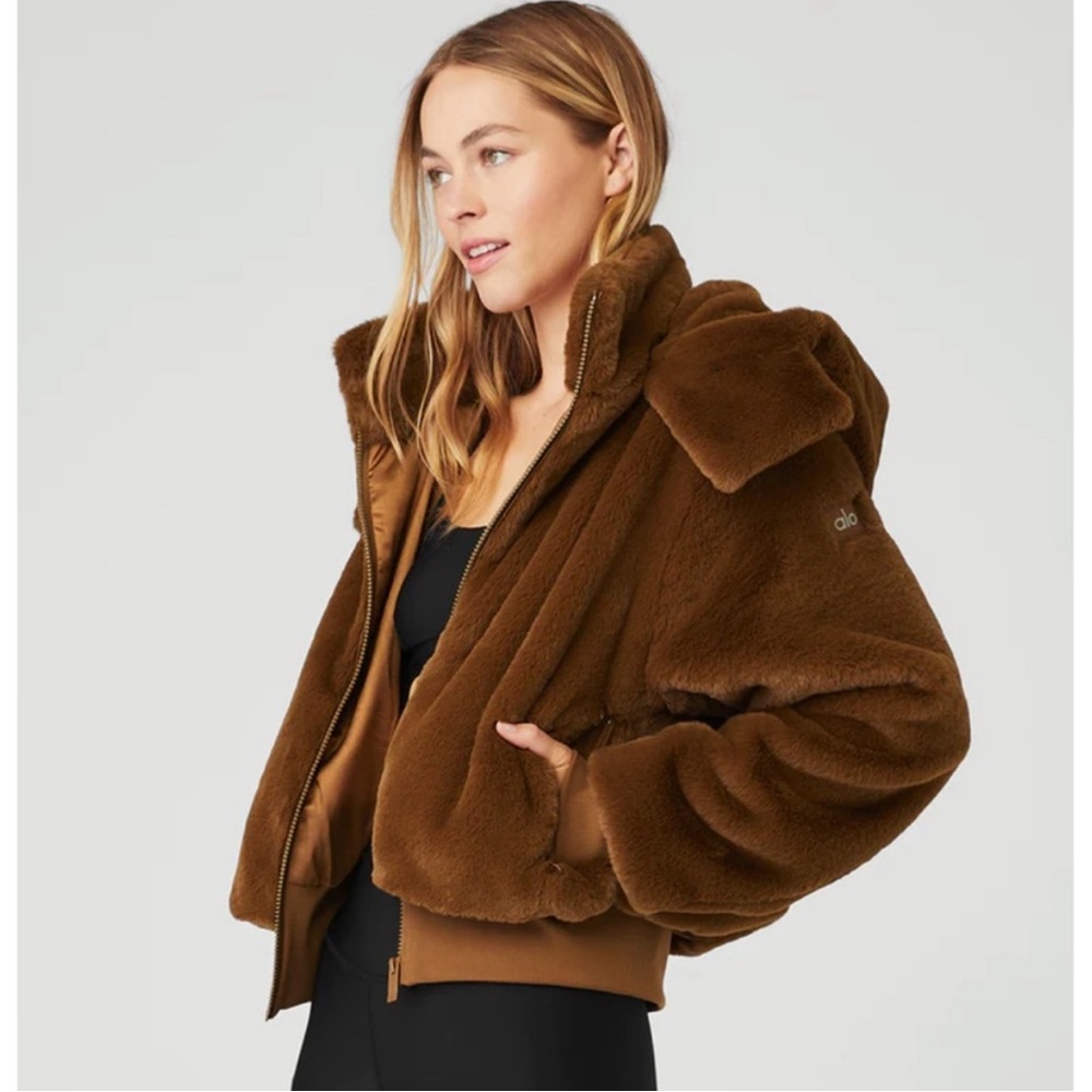 ALO Faux Fur Foxy Jacket- CHOCOLATE